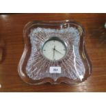 A Daum Crystal wall clock, of waisted square form with frosting effect, 25.5 cm square