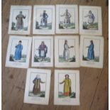 A set of ten 19th century engravings depicting figures in Eastern European traditional dress,