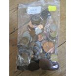 A small bag of British and world coins