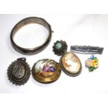 A small collection of jewellery to include a silver bangle, etc