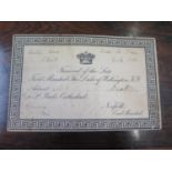An Admission ticket for the Funeral of the Late Field Marshal The Duke of Wellington, inviting a