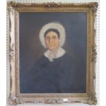 19th century English School Bust length portrait of a widow - Annie Burbeck Goodfellow oil on