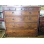 A 19th century mahogany Scottish chest of drawers, the three small crossbanded drawers over two