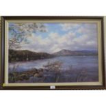 Dorothy Poynton A Highland Loch oil on canvas signed 50 x 75 cm