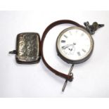 A gentleman's key wind silver pocket watch and a vesta case
