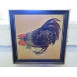 A framed Majolica tile depicting a cockerel, by Maw & Co. Ltd, 20.5 cm square