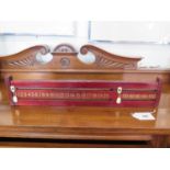 A vintage wooden scoreboard games counter, sliding 0 to 20 and 0 to 100, 46cm, for snooker and