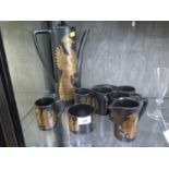 A Portmeirion black pottery Phoenix design coffee service, for five place settings, designed by