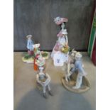 Five amusing pottery figurines, tallest 16.5 cm high, probably Italian