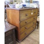 A Regency mahogany secretaire chest, the top later inset with leatherette, over an ebony strung