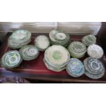 Various green and white plates and dishes, Edwardian and later