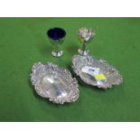 A pair of silver bon bon dishes with pierced decoration, by Treacher & Co of Bombay and Poona and