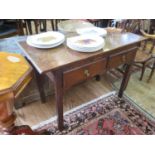 An oak side table, the rectangular top over two frieze drawers on moulded square legs, parts 18th