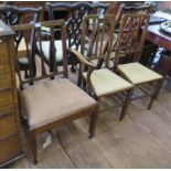 A pair of Edwardian mahogany and ivorine inlaid railback bedroom chairs, and an early 19th century