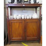 An Edwardian mahogany buffet, the gallery top over two tiers on turned supports above a pair of