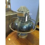 A Victorian ship's starboard lamp, labelled Alfred F Genton, light fittings missing, 34.5 cm high
