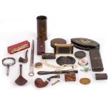 A COLLECTION OF MISCELLANEOUS ITEMS AND BIJOUTERIE to include a Georgian part drawing set with