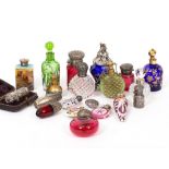 A COLLECTION OF ANTIQUE GLASS AND SILVER PERFUME BOTTLES to include a Charles Thomas Fox and