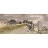 TWO LANDSCAPE WATERCOLORS signed E Higgins and a watercolour of a church (3)