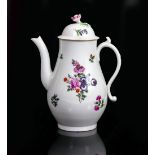 A WORCESTER FLORAL DECORATED COFFEE POT