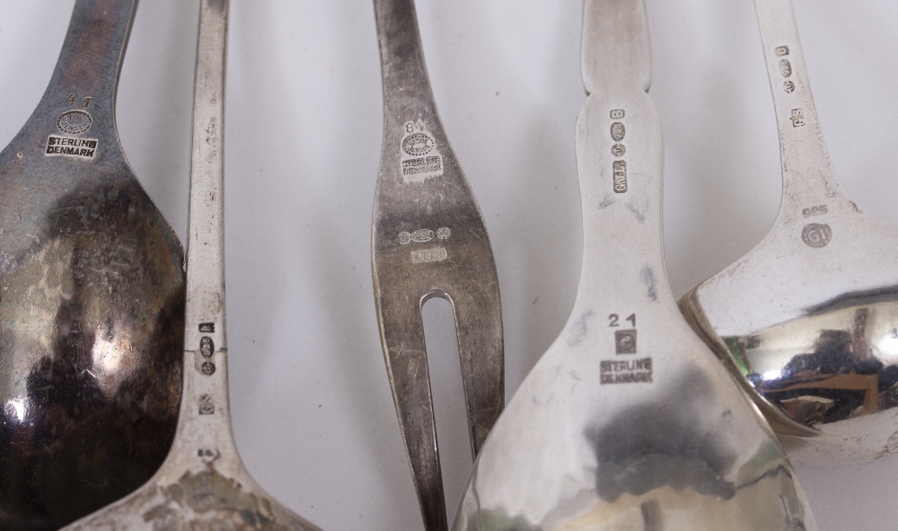 FOUR GEORG JENSEN WHITE METAL SPOONS to include a caddy spoon and a matching fork (5) - Image 2 of 2