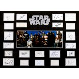 STAR WARS CAST TWENTY TWO INDIVIDUALLY SIGNED CARDS including George Lucas, Ewan McGregor, Carrie