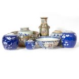 AN ANTIQUE CHINESE FAMILLE ROSE PUNCHBOWL 32cm diameter together with a smaller Chinese porcelain