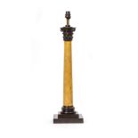 A MARBLE AND BRONZE METAL MOUNTED TABLE LAMP of classical column form, 15.5cm wide x 58cm high