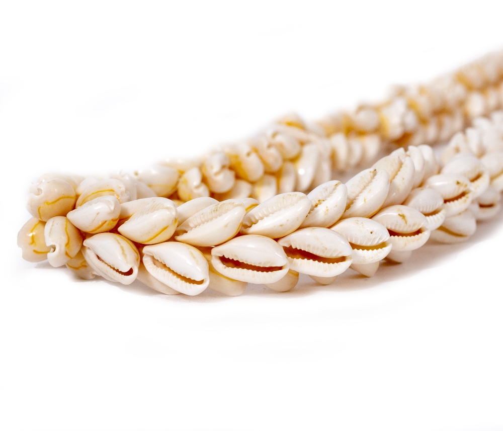 AN EARLY 20TH CENTURY COWRIE SHELL NECKLACE