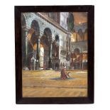 W PETROFF (EARLY 20TH CENTURY SCHOOL) Interior view of St Sophie, Istanbul, oil on canvas board,