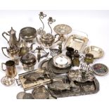A QUANTITY OF SILVER PLATE to include teawares