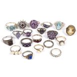 NINETEEN RINGS to include a 9 carat gold citrene set dress ring