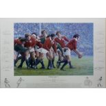 KEITH FEARON 'Pride of Lions 74', limited edition print, signed by The Lions Rugby Team and the