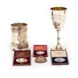 A VICTORIAN SILVER TROPHY CUP won in 1885 at The Kingston Regatta for the Junior Eights won by The