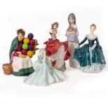 A GROUP OF ROYAL DOULTON FIGURINES to include, 'The Old Balloon Seller' (HN1315), 'Janine', '