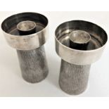 A PAIR OF 1970'S SILVER CANDLESTICKS of cylindrical form