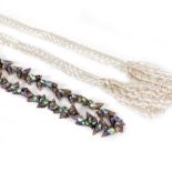 AN EARLY 20TH CENTURY OPALESCENT SEA SHELL NECKLACE and an early 20th century spun fibreglass