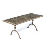 A LOW RECTANGULAR OCCASIONAL TABLE the top constructed from a continental painted panel with