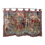 A 16TH CENTURY STYLE MACHINE MADE TAPESTRY 175cm x 104cm together with a further machine made