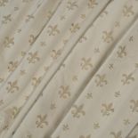 TWO PAIRS OF SILK IVORY GROUND FLEUR DE LYS EMBROIDERED INTERLINED CURTAINS each curtain 123cm