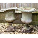 A PAIR OF RECONSTITUTED STONE CAMPANA URNS 52cm diameter x 68cm high (2)