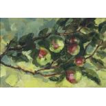 20TH CENTURY SCHOOL fruiting apple branch, oil on board, 41cm x 27cm