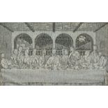 AN OLD NOTTINGHAM LACE PICTURE depicting 'The Last Supper', by Leonardo da Vinci, signed with