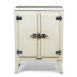 A MID 20TH CENTURY WHITE PAINTED REFRIGERATOR CABINET with two doors and by GEM, 74cm wide x 42cm