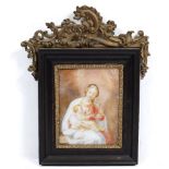 19TH CENTURY CONTINENTAL SCHOOL The Virgin and Child, pastel, 19cm x 25cm set within an ebonised