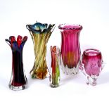 FIVE MID 20TH CENTURY CZECHSLOVAKIAN NATURALISTIC VASES in the manner of Josef Hospedka (5)