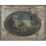 18TH CENTURY SCHOOL Sailing ship setting off, gouache, mounted within a painted lined slip and