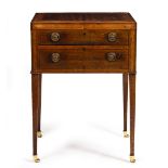 A GEORGE III MAHOGANY WASH STAND the fold over hinged lid opening to reveal a fitted interior with