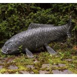 A GARDEN SCULPTURE in the form of a bronze carp, 57cm long Condition: minor oxidisation, generally