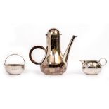 ROBERT RADFORD WELCH (1929-2000), A SILVER THREE PIECE COFFEE SET the pot with hinged domed lid
